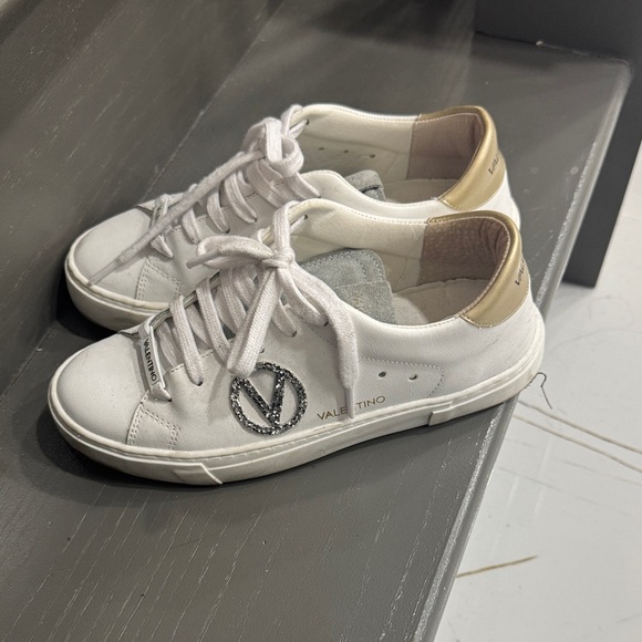 Valentino White Sneakers with Gold Details - Picture 3 of 4
